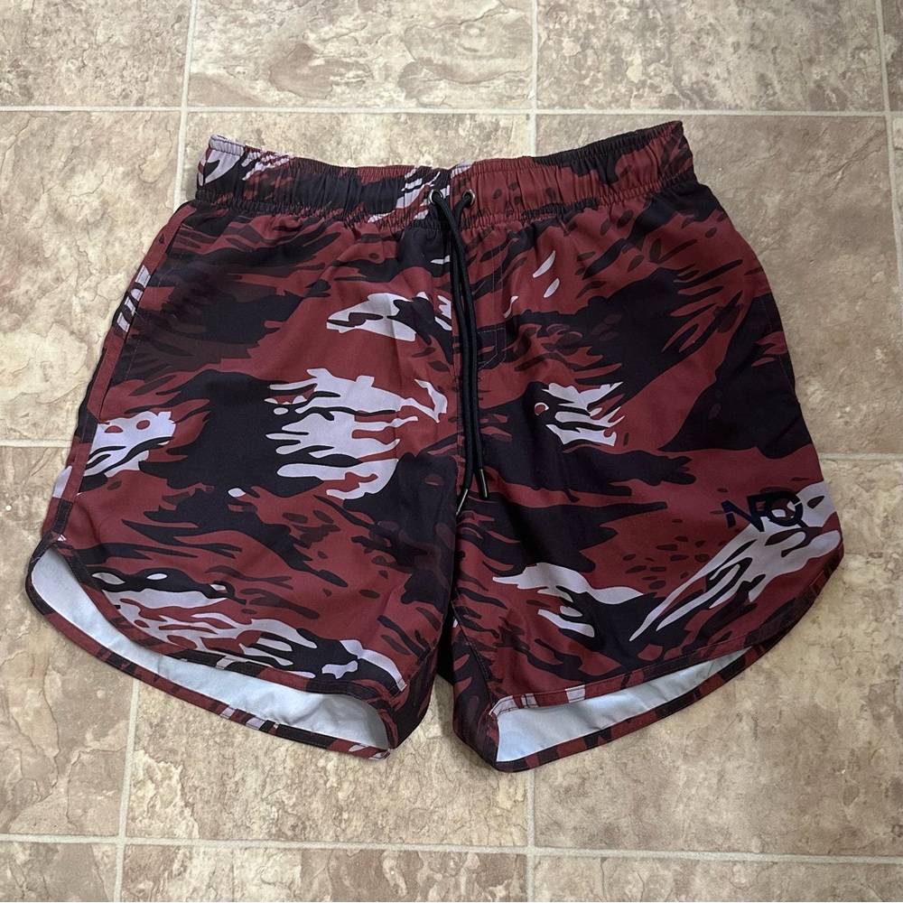 Mens NFQ Red/black tiger stripe athletic shorts
